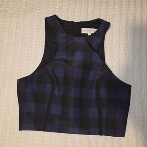 Finders Keepers Gingham Plaid Blue Black Crop Top Sleeveless Women's Sz XS